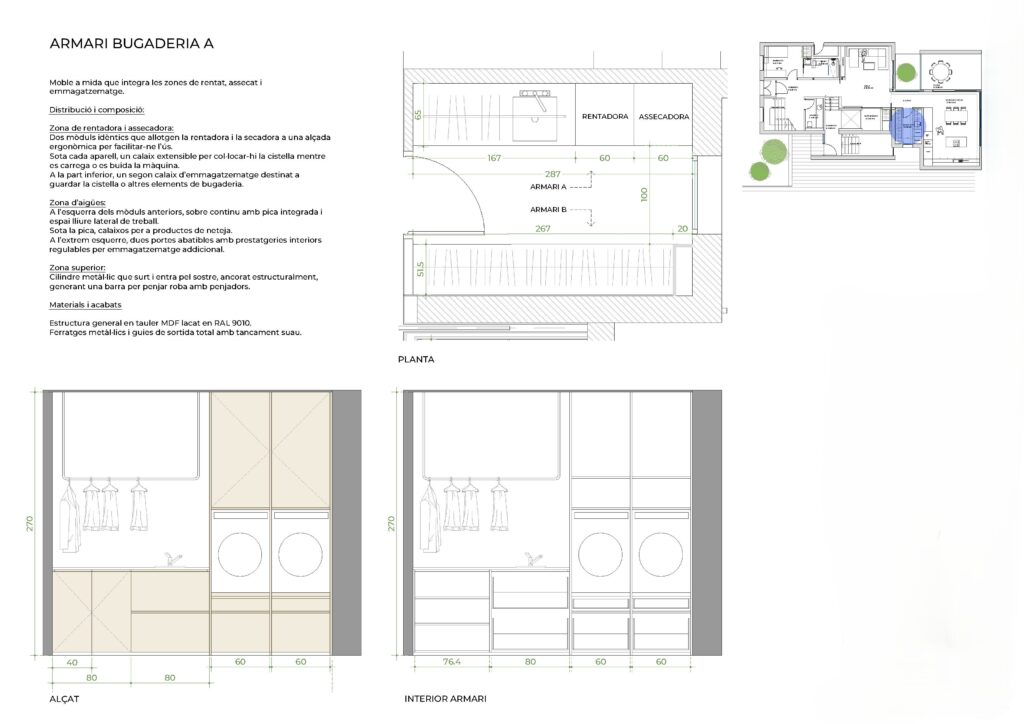 Technical drawings of closet in residential project