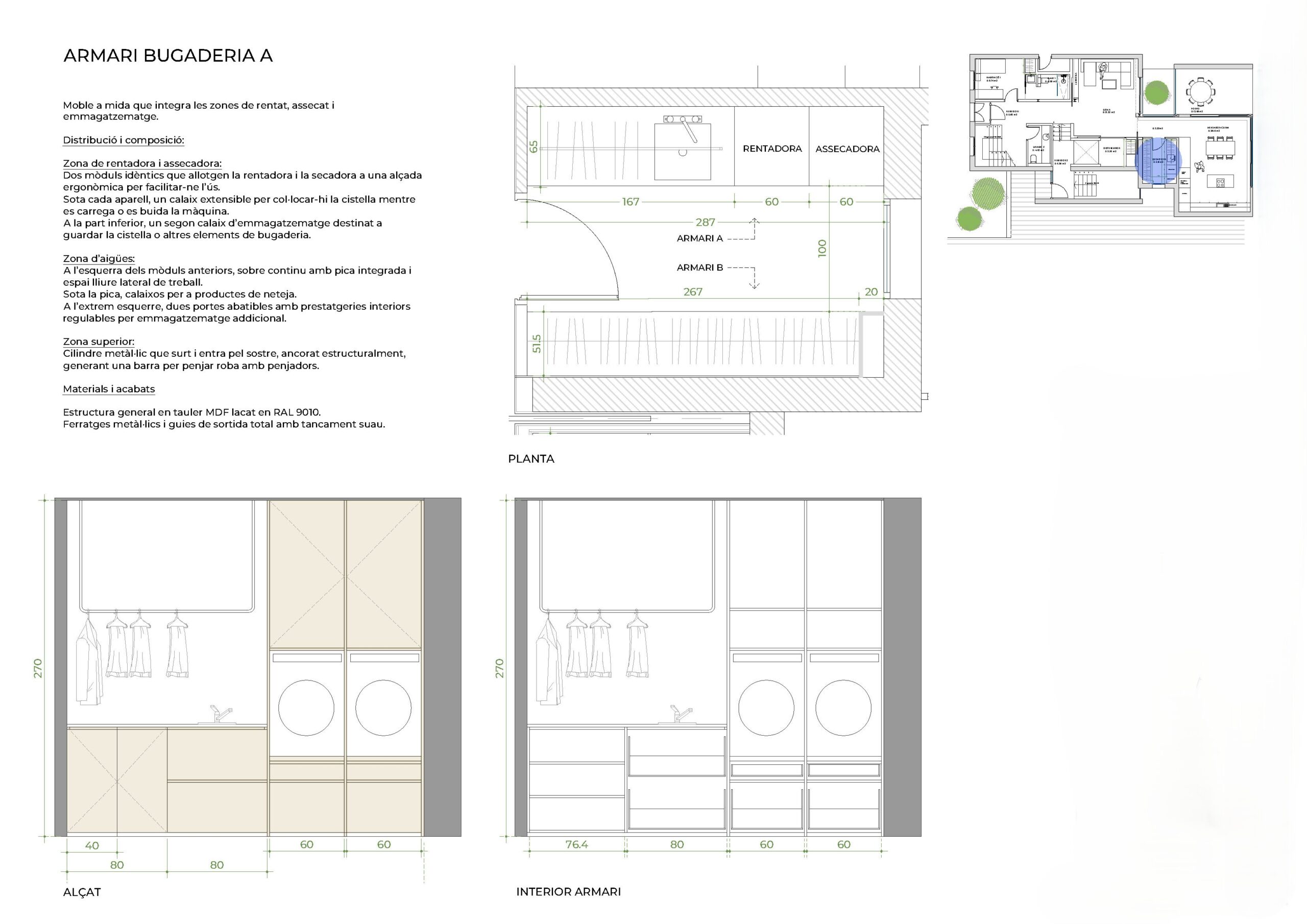 Technical drawings of closet in residential project